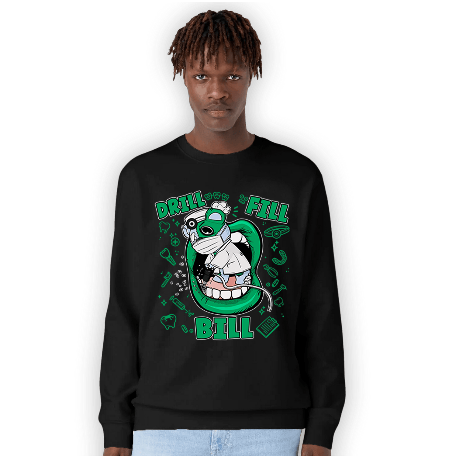 Lucky Green 5s Sweatshirt Match BER The Dentist - NastyJamz