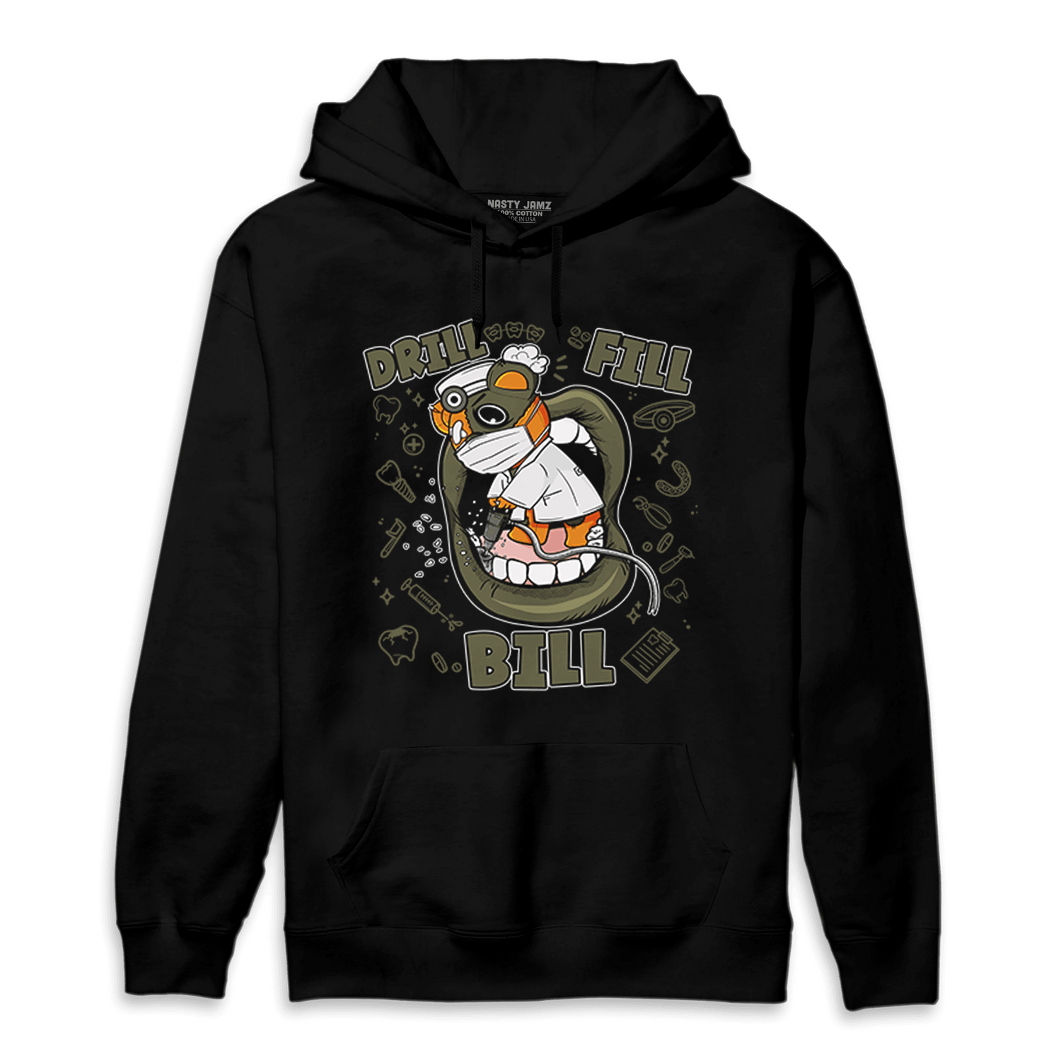 Olive 5s Hoodie Match BER The Dentist - NastyJamz