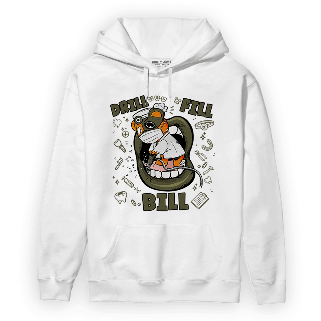 Olive 5s Hoodie Match BER The Dentist - NastyJamz