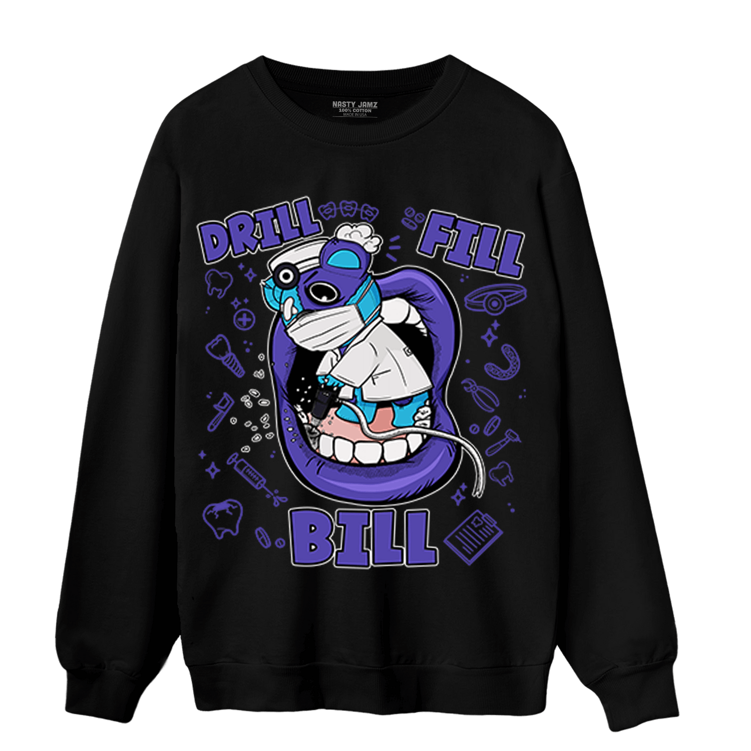 Aqua 6s Sweatshirt Match BER The Dentist - NastyJamz