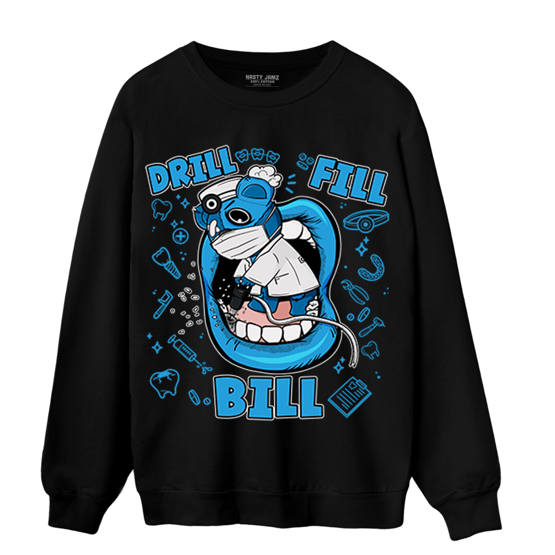Powder Blue 9s Sweatshirt Match BER The Dentist - NastyJamz