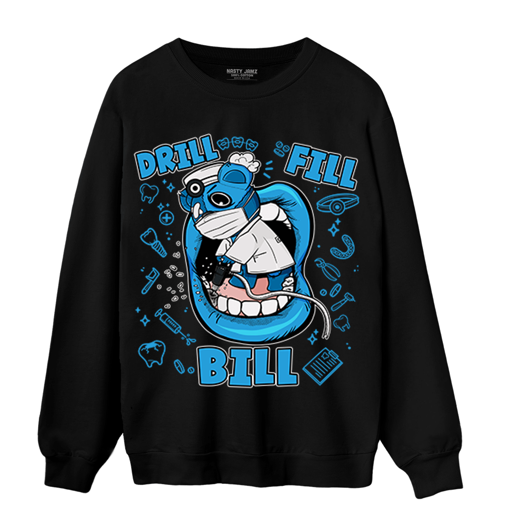 Powder Blue 9s Sweatshirt Match BER The Dentist - NastyJamz