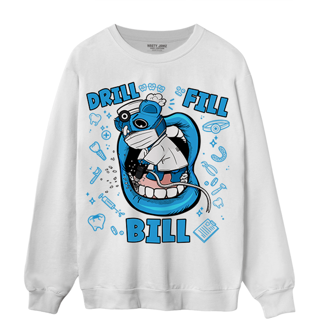 Powder Blue 9s Sweatshirt Match BER The Dentist - NastyJamz