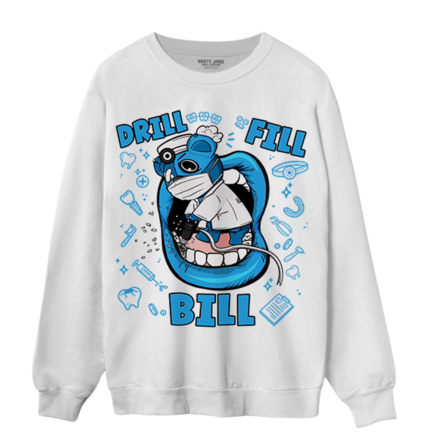 Powder Blue 9s Sweatshirt Match BER The Dentist - NastyJamz