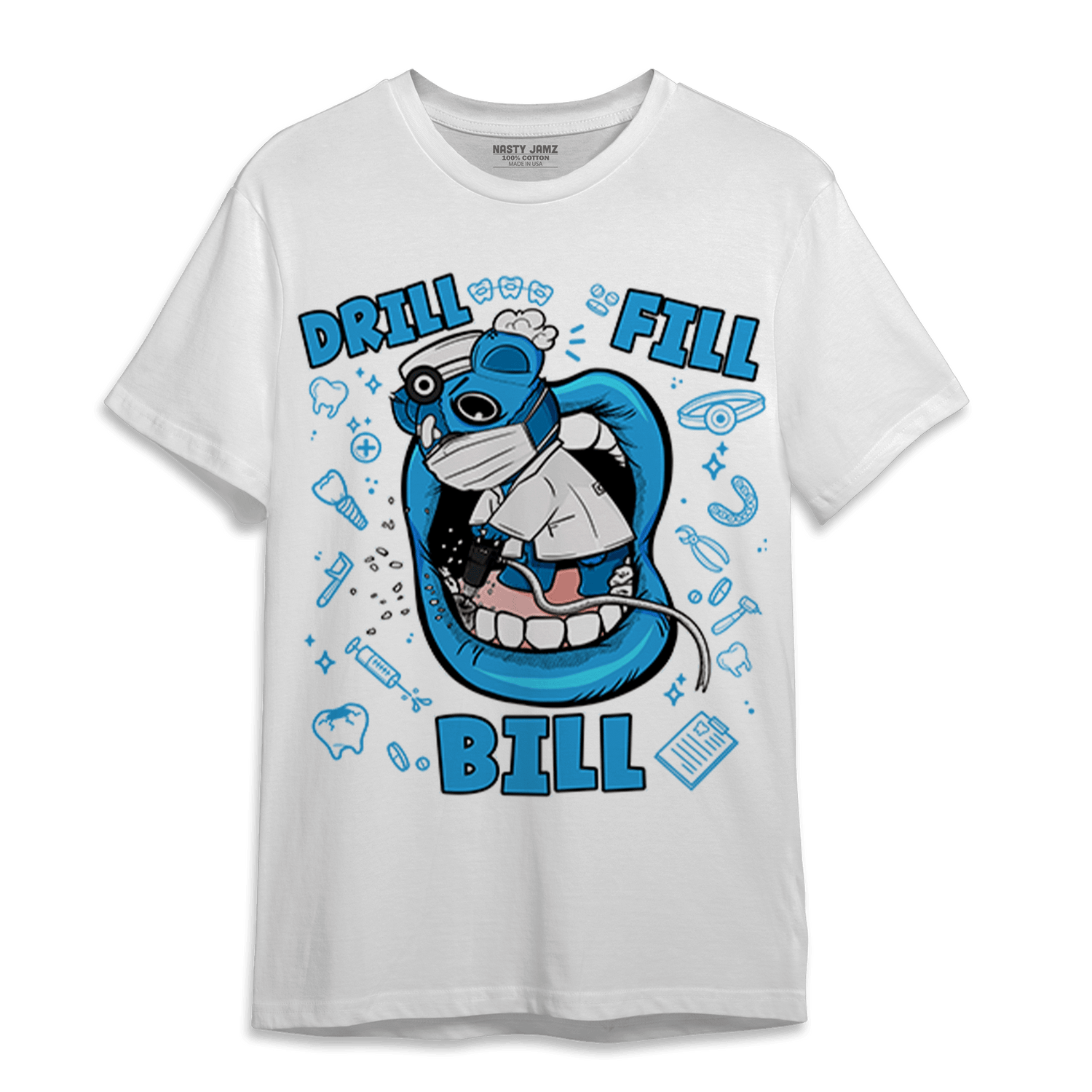 Powder Blue 9s T Shirt Match BER The Dentist - NastyJamz