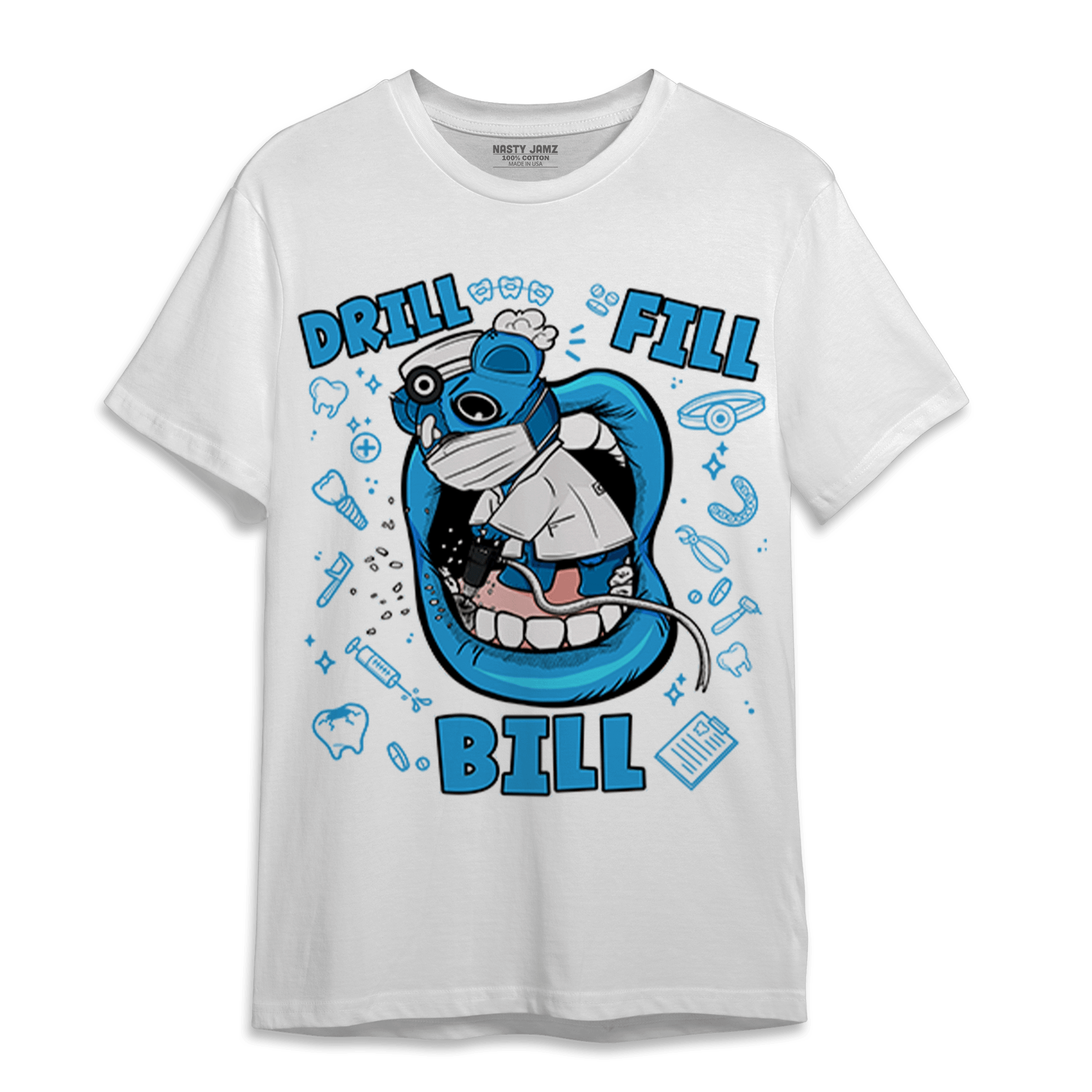Powder Blue 9s T Shirt Match BER The Dentist - NastyJamz