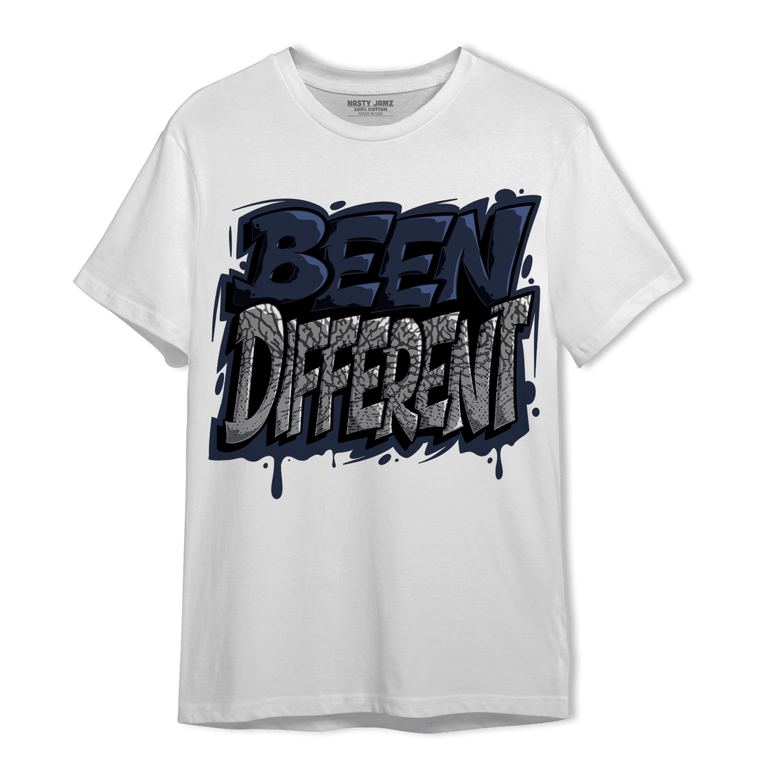 White Navy 3s T Shirt Match Become Different - NastyJamz