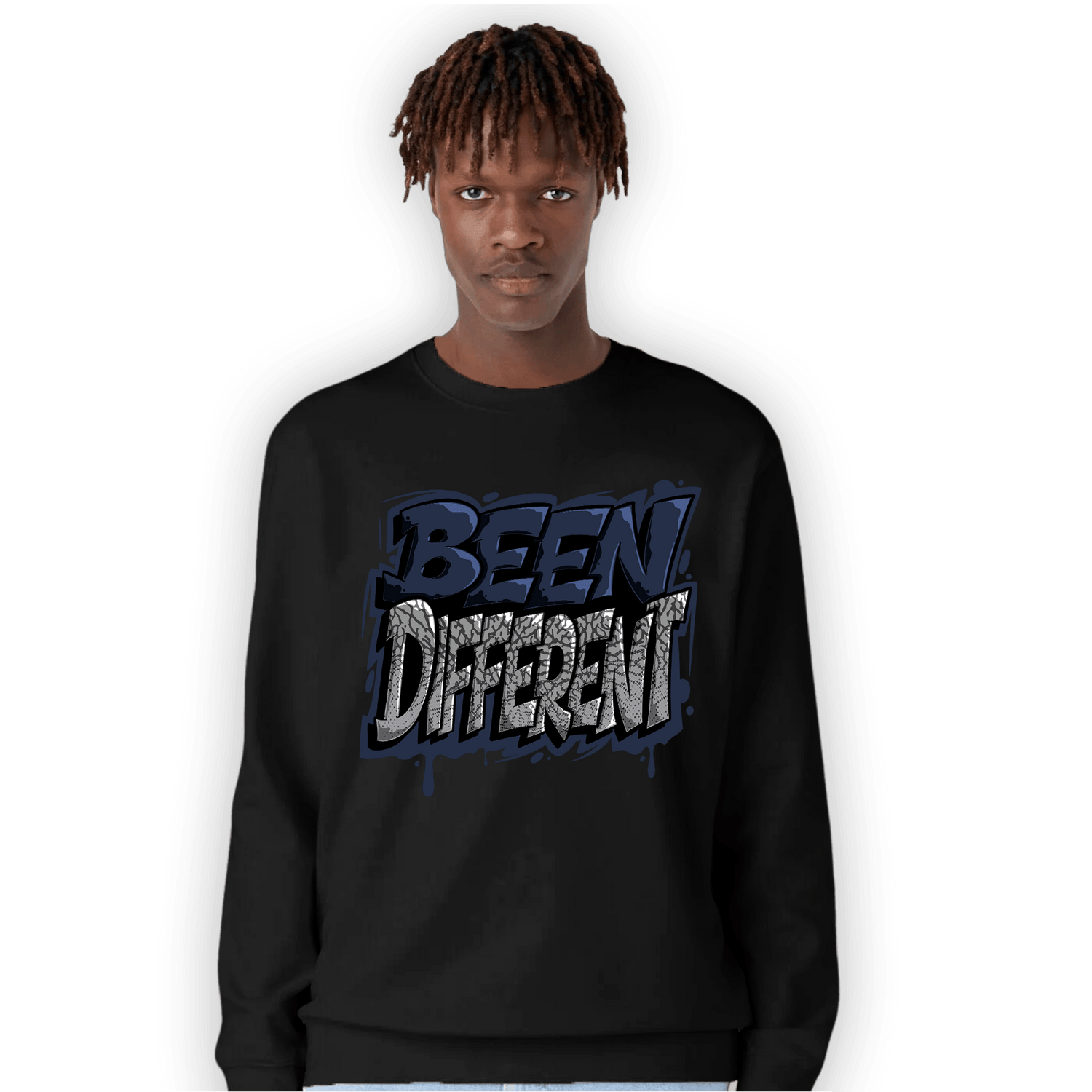 White Navy 3s Sweatshirt Match Become Different - NastyJamz
