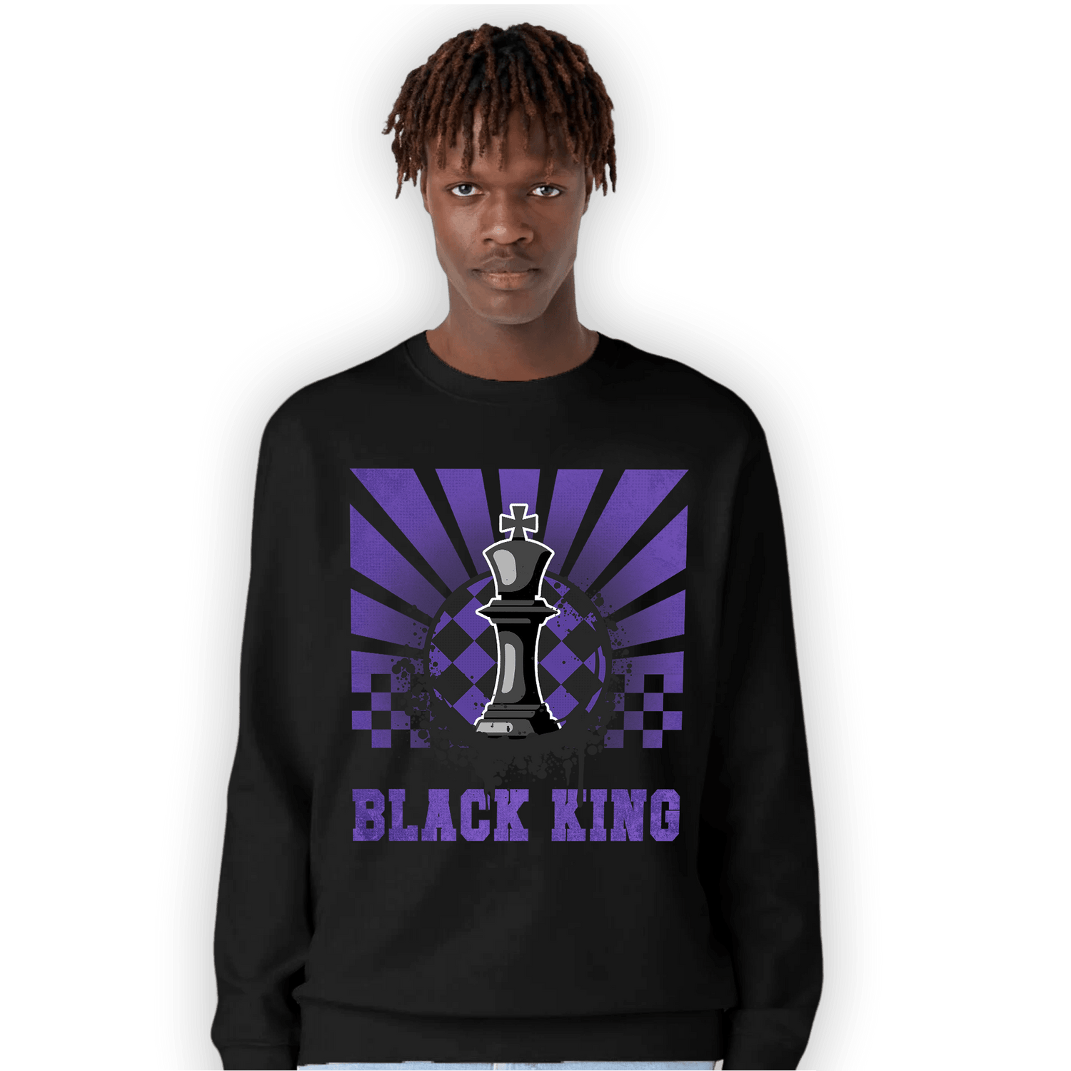 Field Purple 12s Sweatshirt Match Black King Collection - NastyJamz