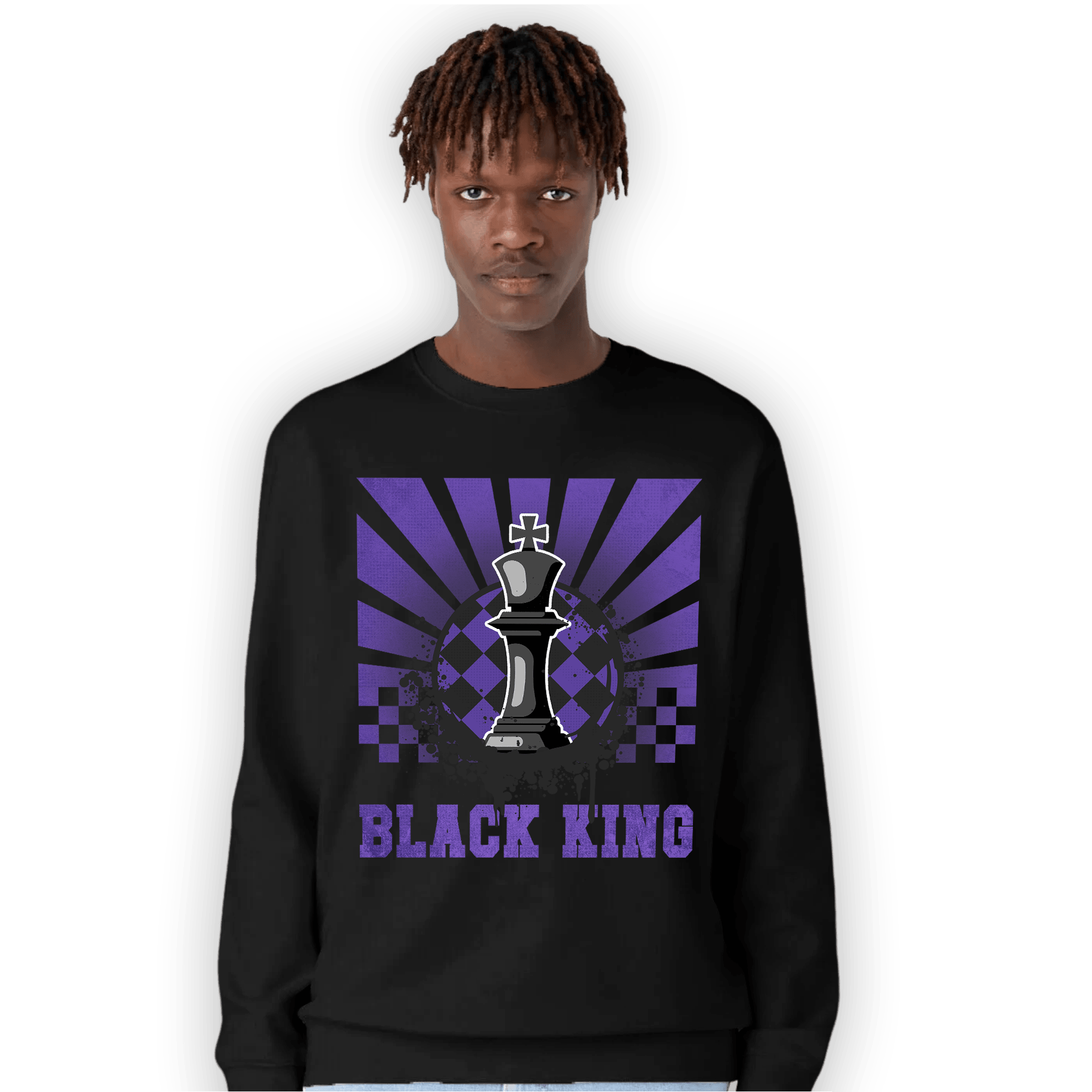 Field Purple 12s Sweatshirt Match Black King Collection - NastyJamz