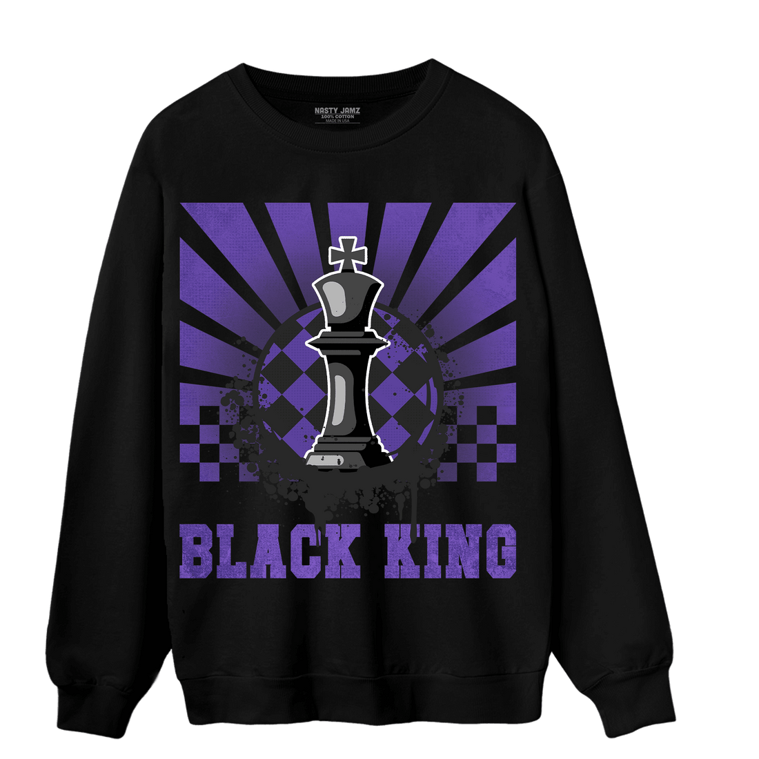 Field Purple 12s Sweatshirt Match Black King Collection - NastyJamz
