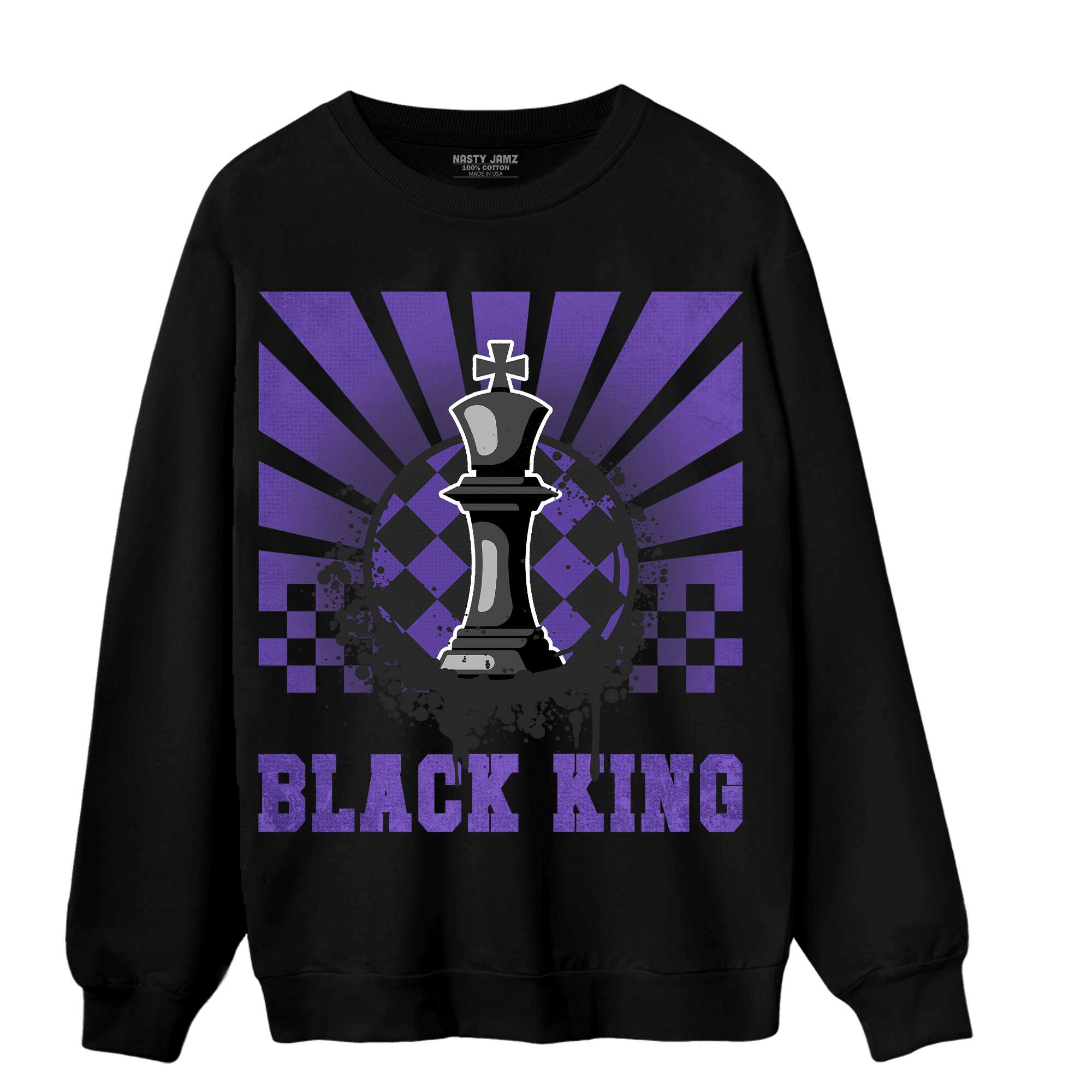 Field Purple 12s Sweatshirt Match Black King Collection - NastyJamz