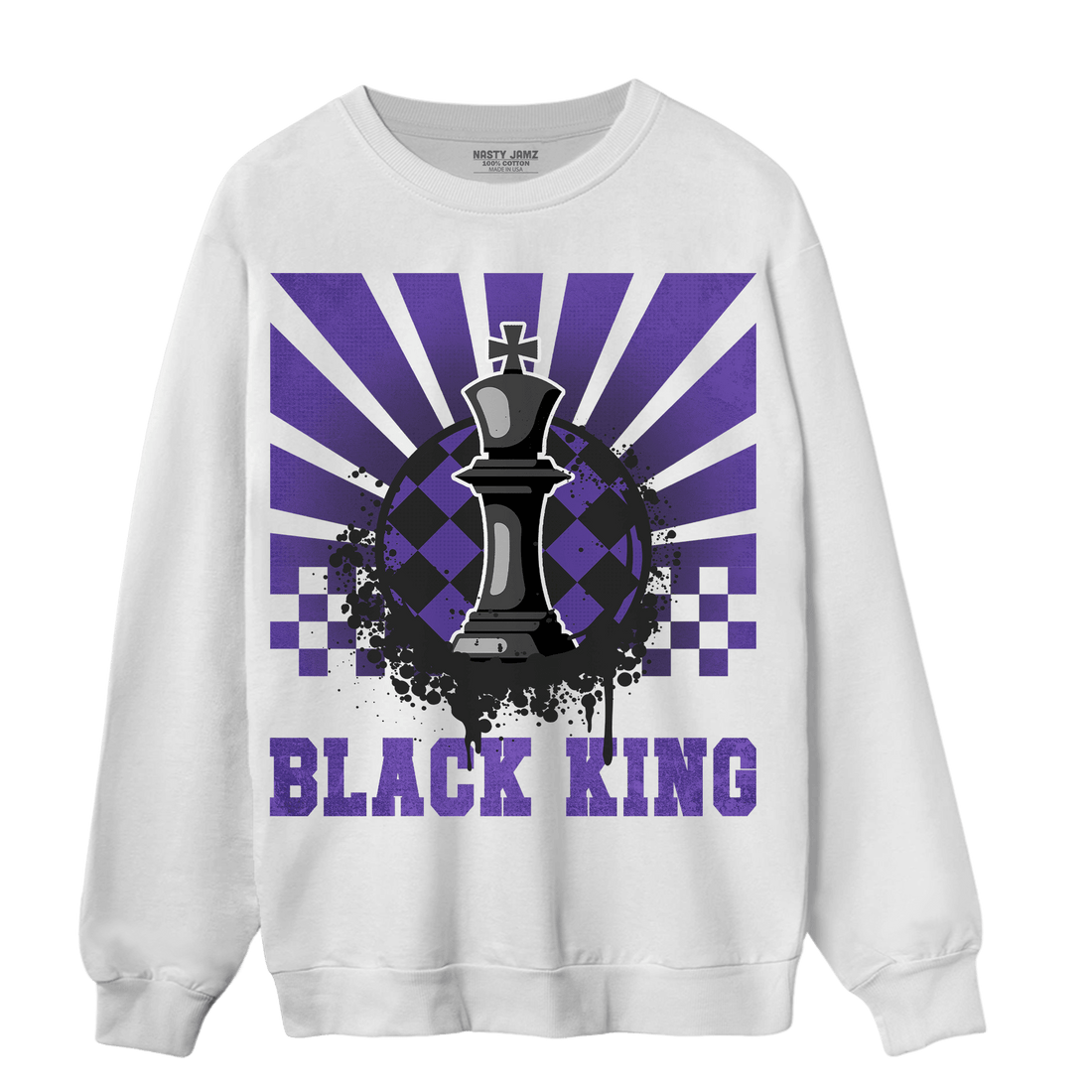 Field Purple 12s Sweatshirt Match Black King Collection - NastyJamz