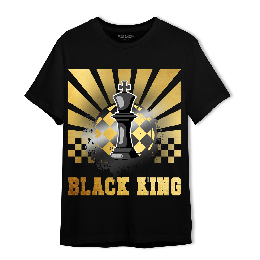 Mid SE Black Gold 1s T Shirt Match Black King Collection - NastyJamz