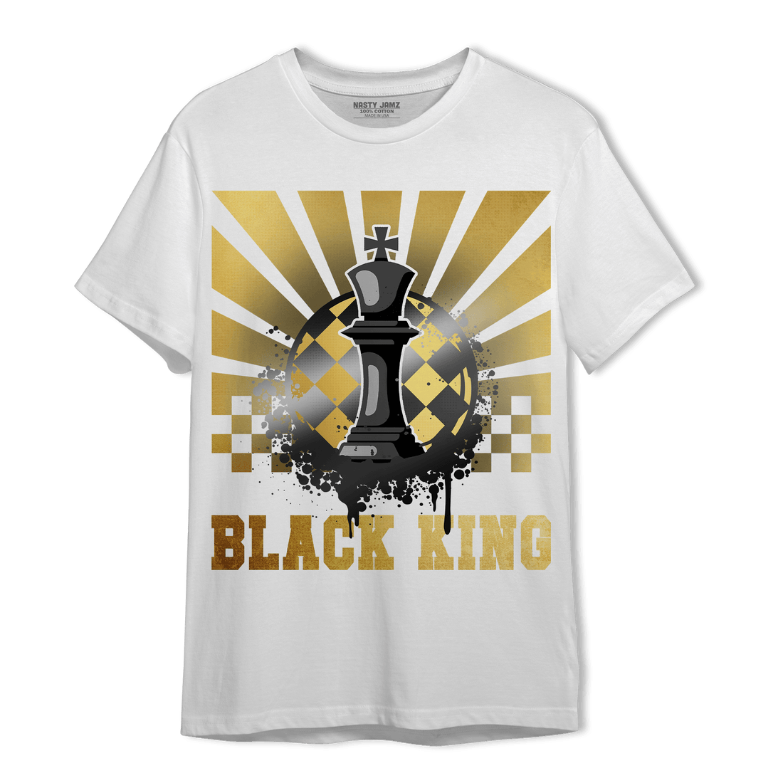 Mid SE Black Gold 1s T Shirt Match Black King Collection - NastyJamz