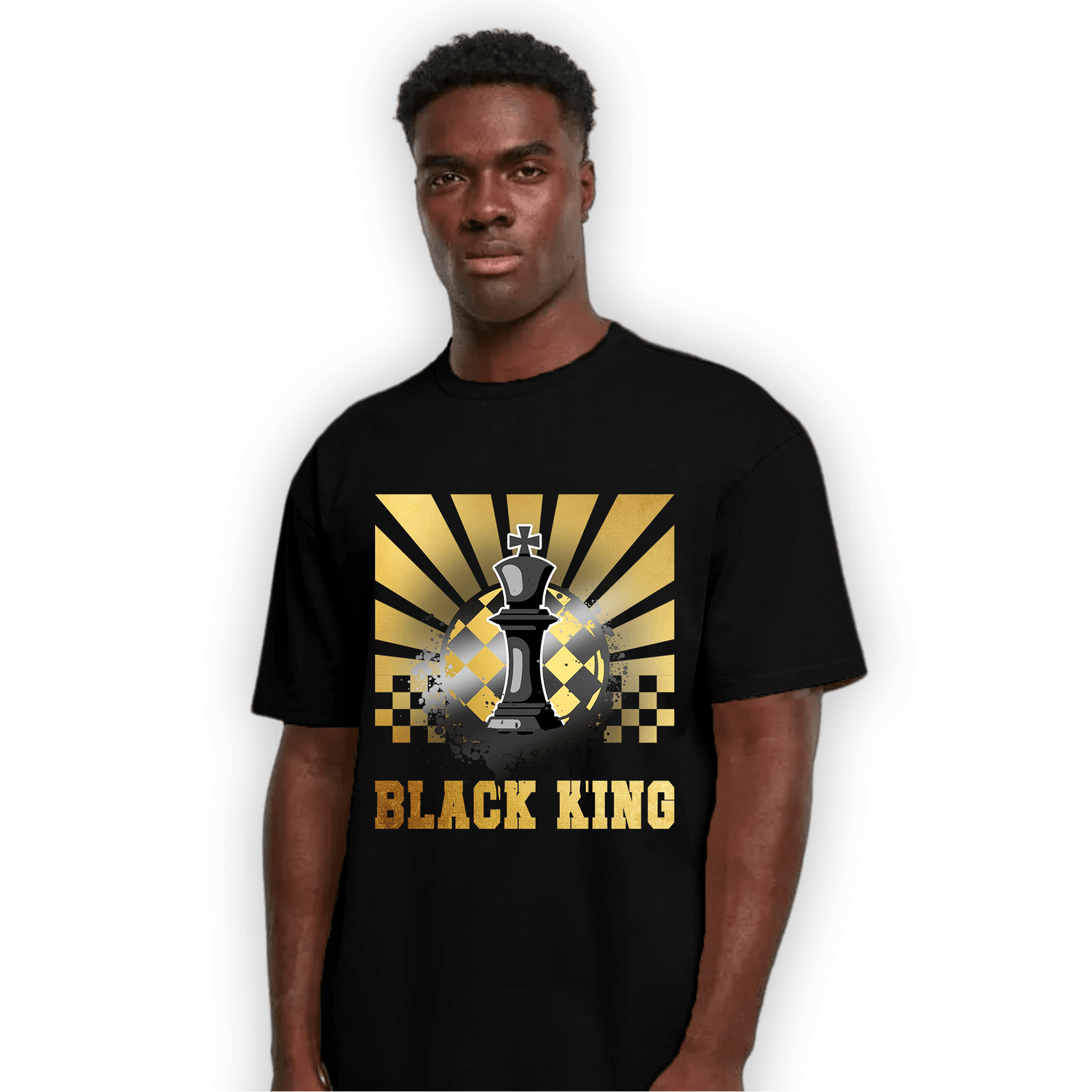 Mid SE Black Gold 1s T Shirt Match Black King Collection - NastyJamz