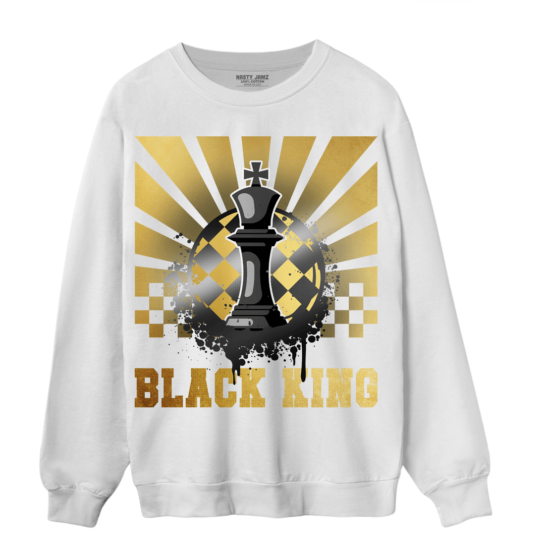 Mid SE Black Gold 1s Sweatshirt Match Black King Collection - NastyJamz
