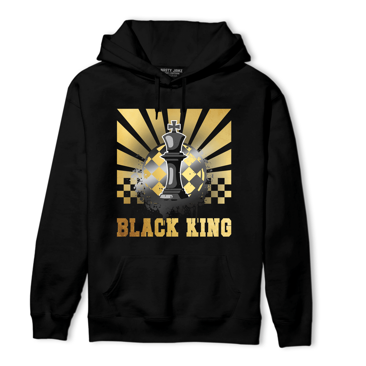 Mid SE Black Gold 1s Hoodie Match Black King Collection - NastyJamz