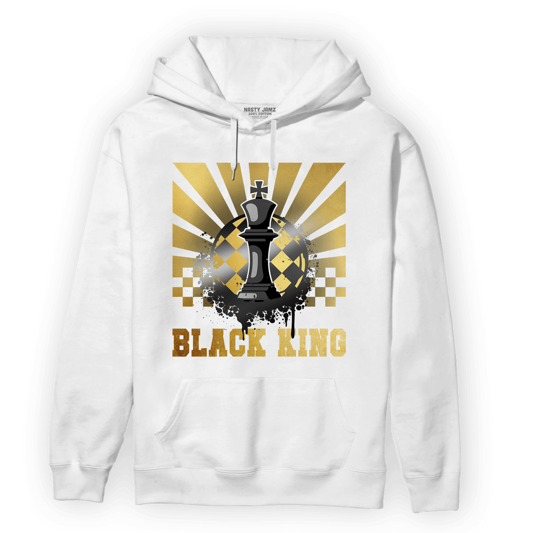 Mid SE Black Gold 1s Hoodie Match Black King Collection - NastyJamz