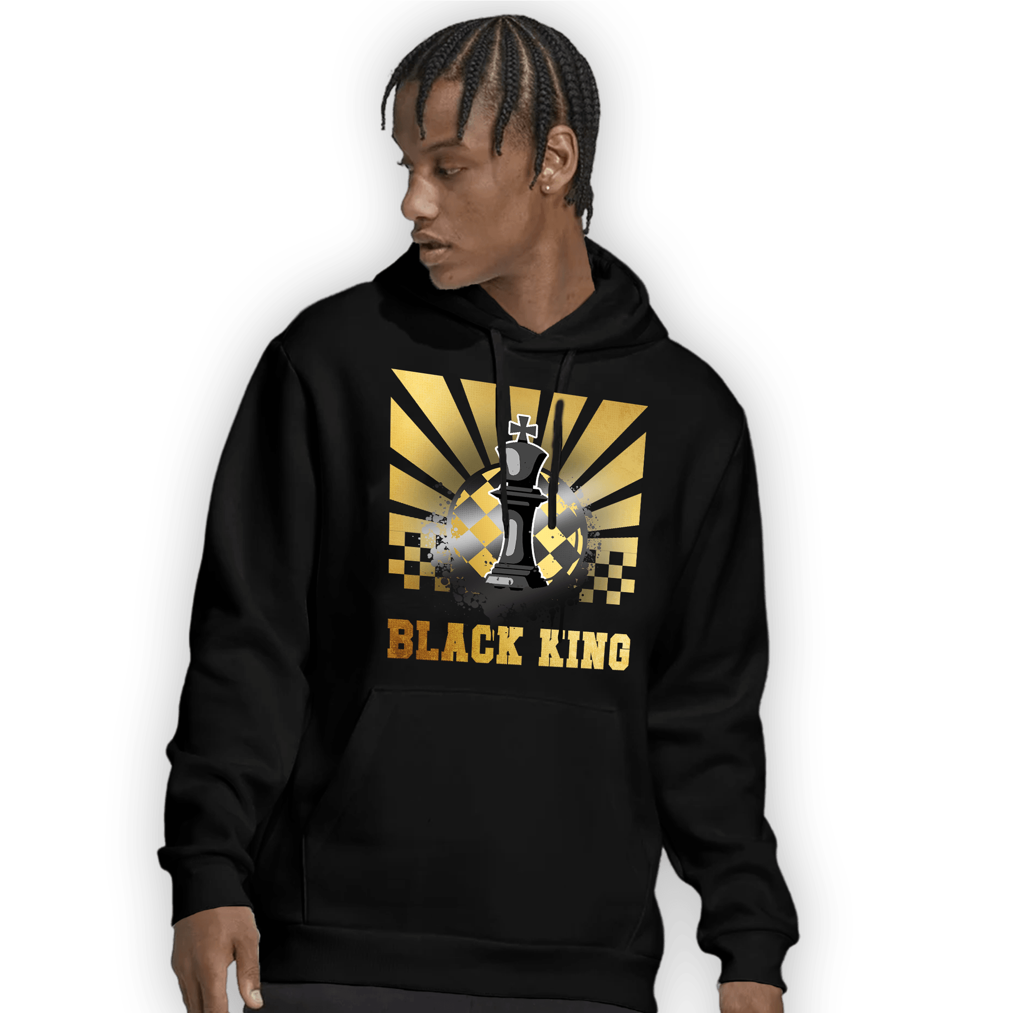 Mid SE Black Gold 1s Hoodie Match Black King Collection - NastyJamz