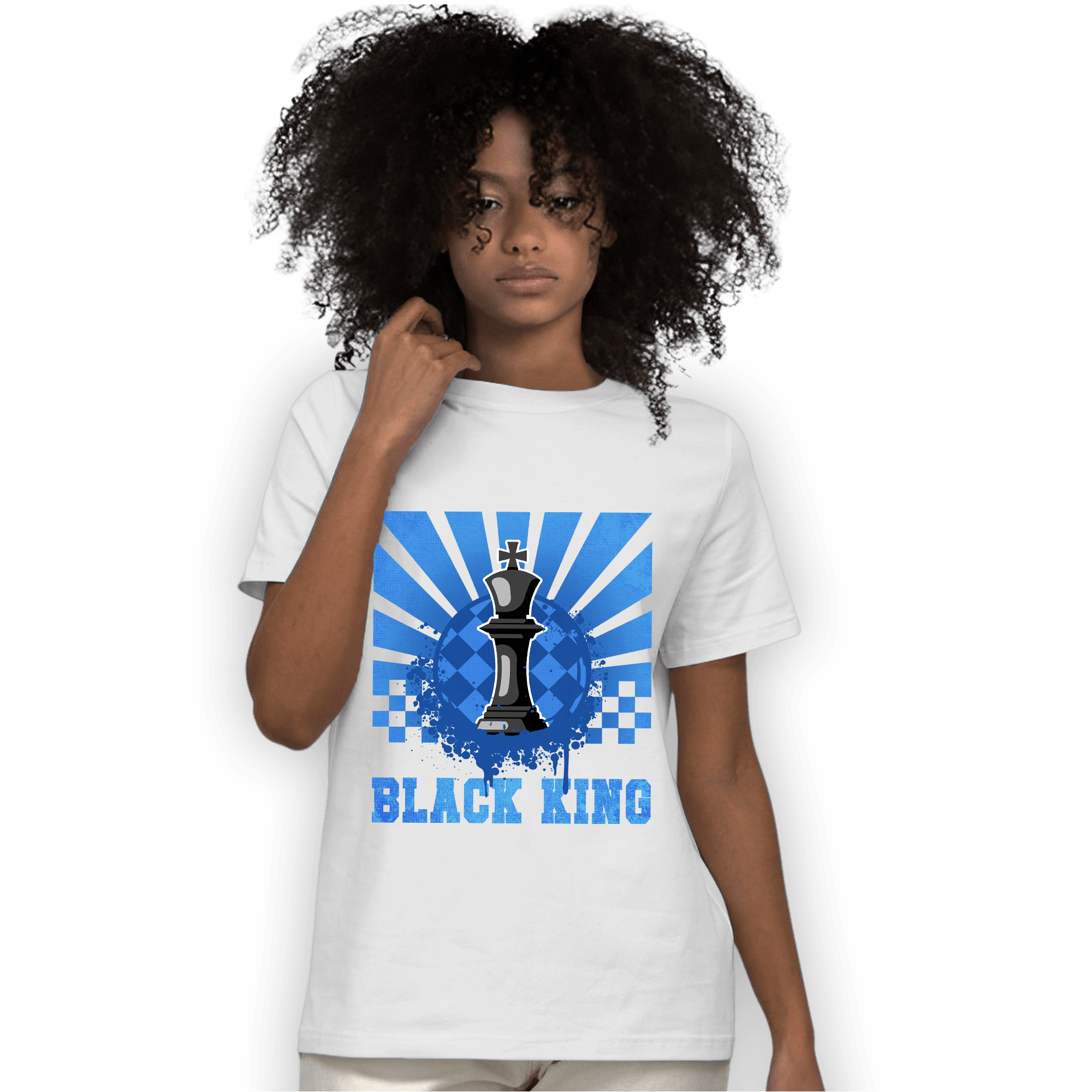 University Blue Toe 1s T Shirt Match Black King Collection - NastyJamz