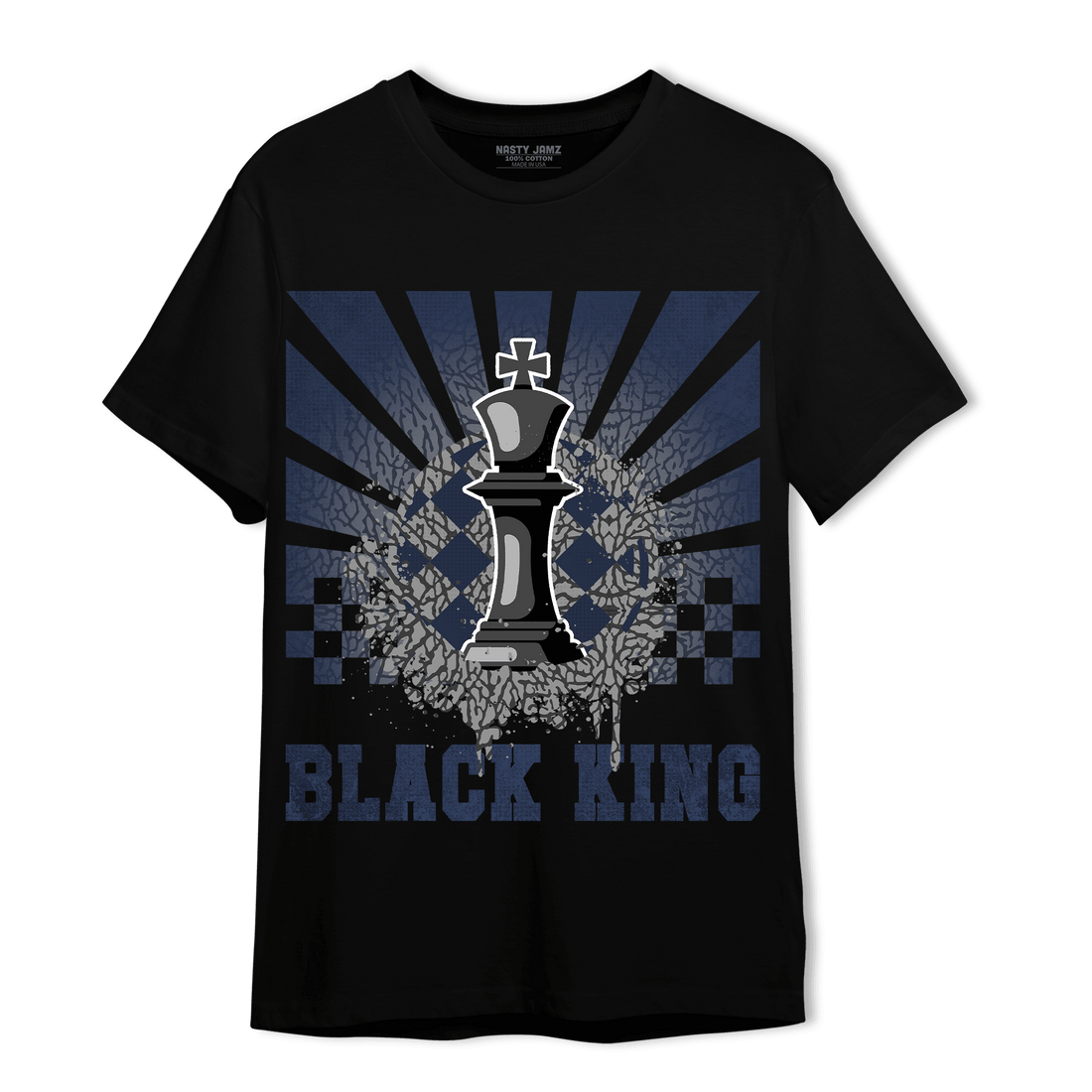 White Navy 3s T Shirt Match Black King Collection - NastyJamz