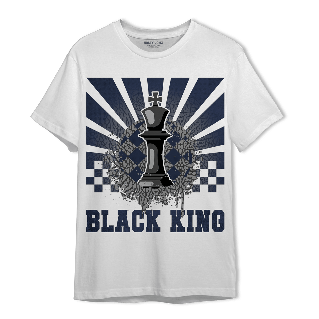 White Navy 3s T Shirt Match Black King Collection - NastyJamz