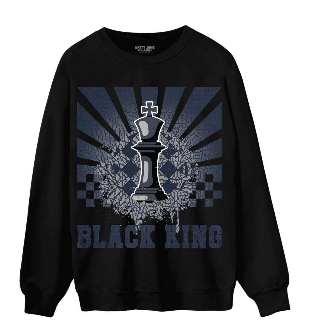 White Navy 3s Sweatshirt Match Black King Collection - NastyJamz