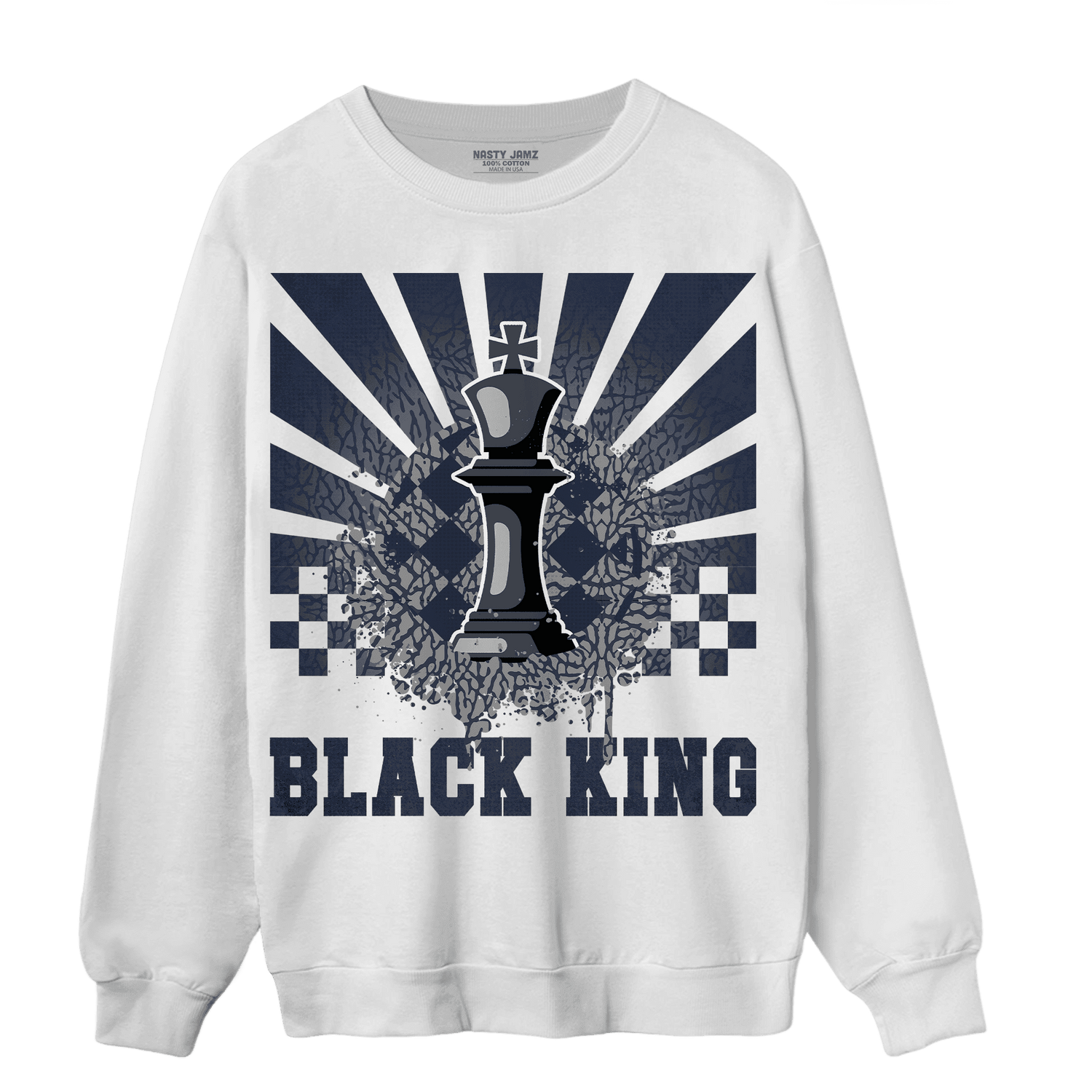 White Navy 3s Sweatshirt Match Black King Collection - NastyJamz