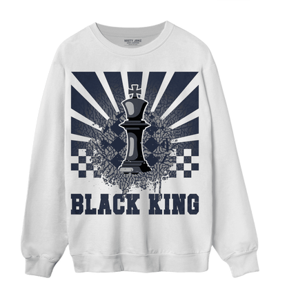 White Navy 3s Sweatshirt Match Black King Collection - NastyJamz