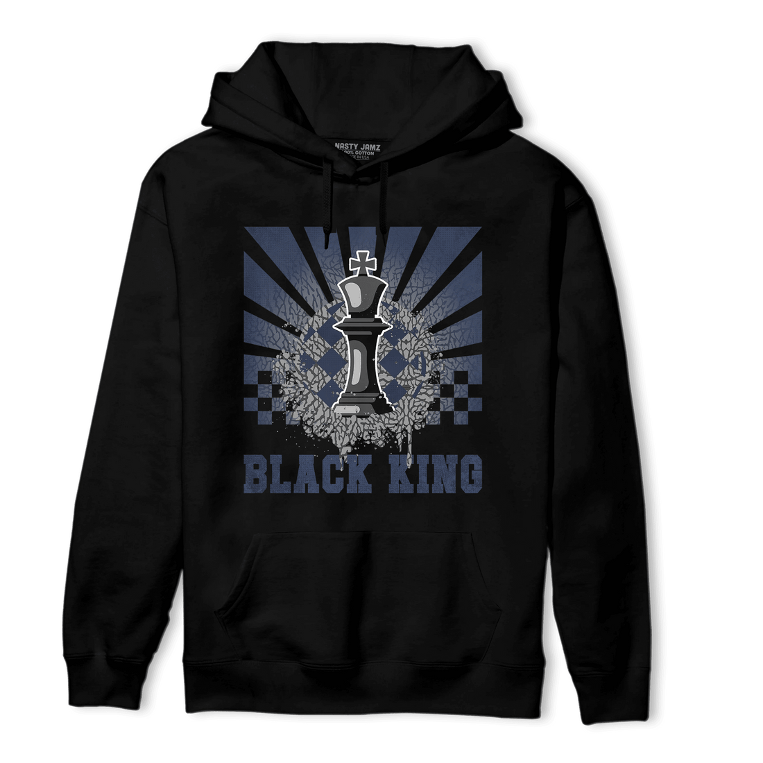White Navy 3s Hoodie Match Black King Collection - NastyJamz