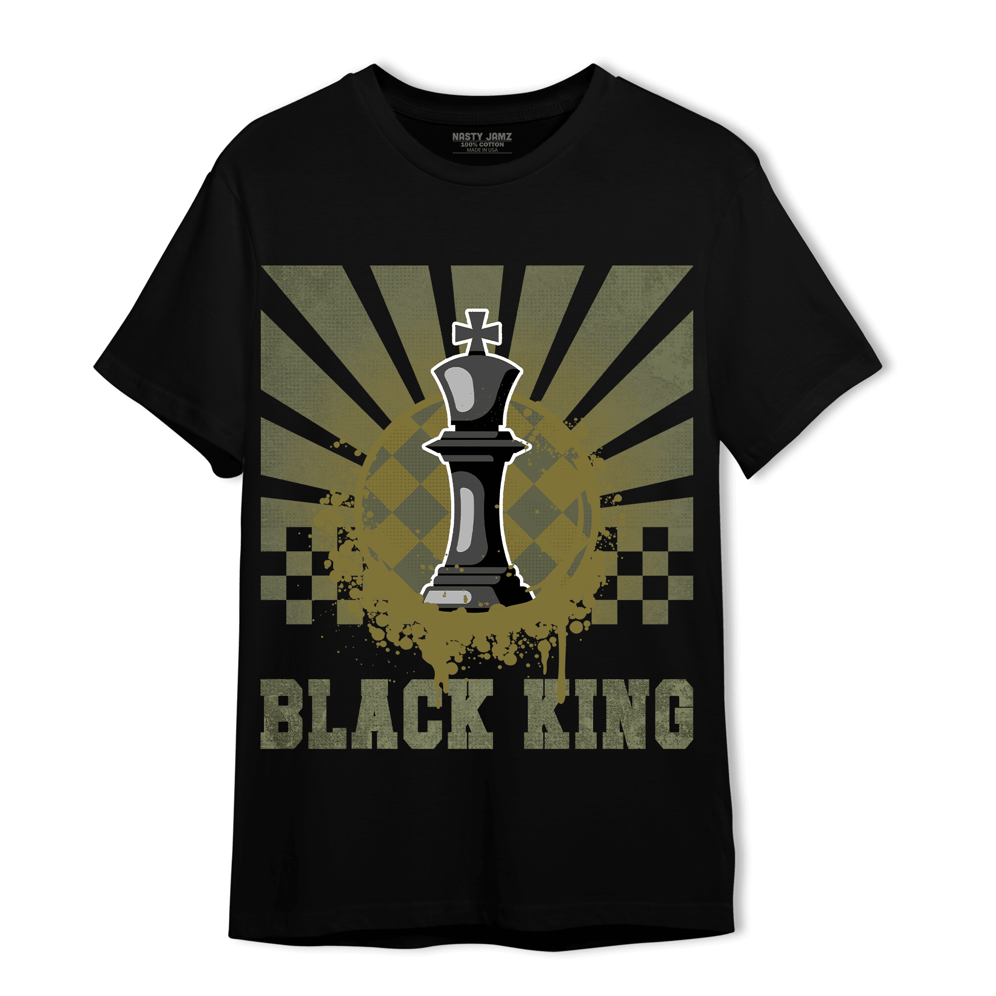 SE Craft Medium Olive 4s T Shirt Match Black King Collection - NastyJamz