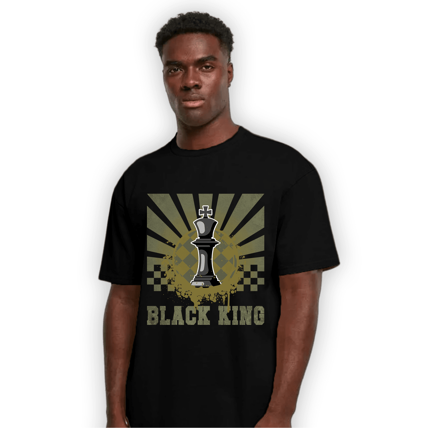 SE Craft Medium Olive 4s T Shirt Match Black King Collection - NastyJamz