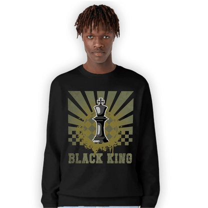 SE Craft Medium Olive 4s Sweatshirt Match Black King Collection - NastyJamz