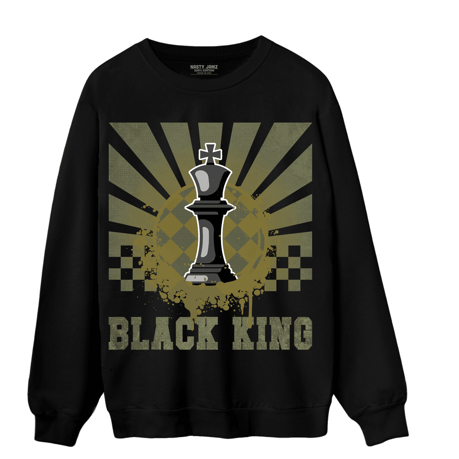 SE Craft Medium Olive 4s Sweatshirt Match Black King Collection - NastyJamz
