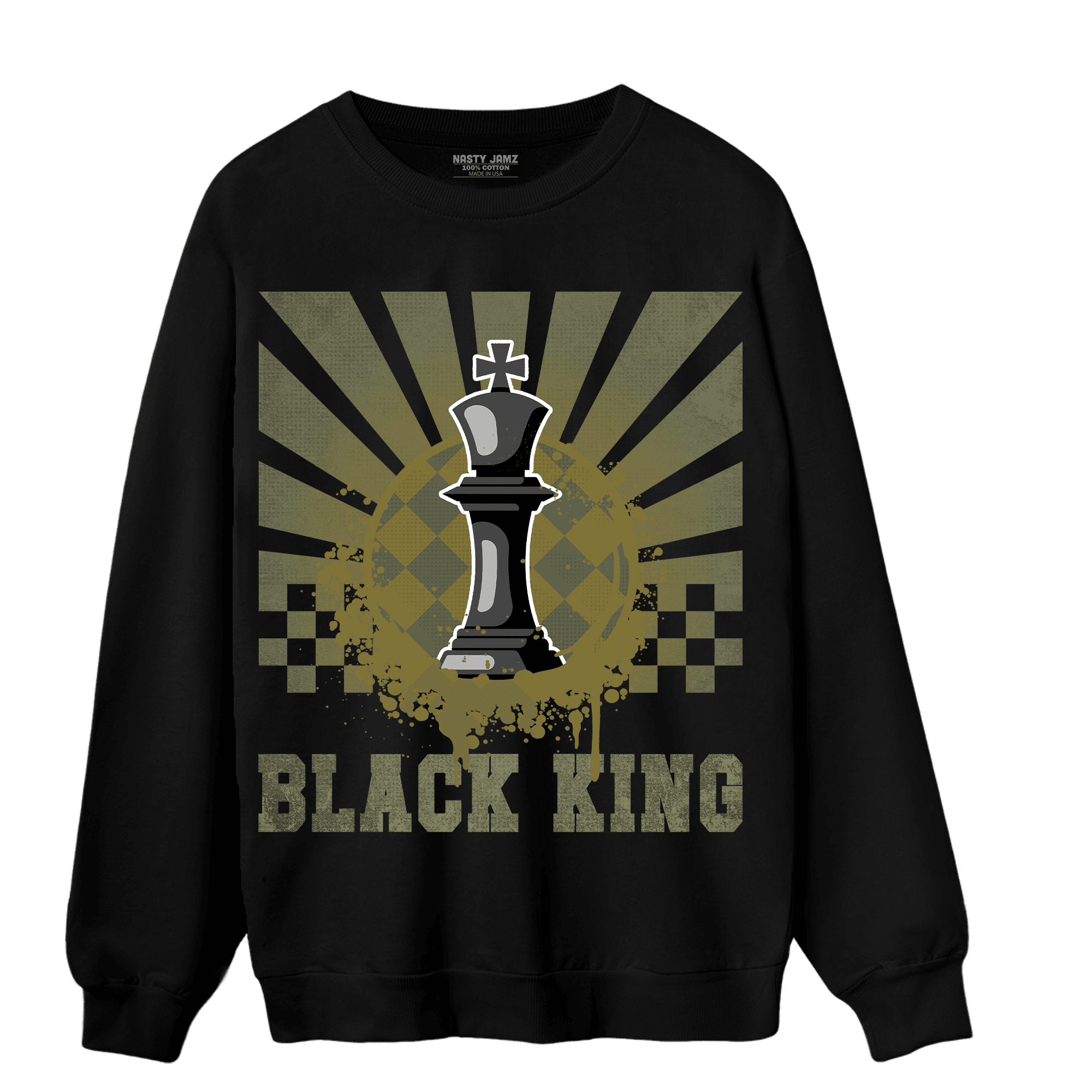 SE Craft Medium Olive 4s Sweatshirt Match Black King Collection - NastyJamz