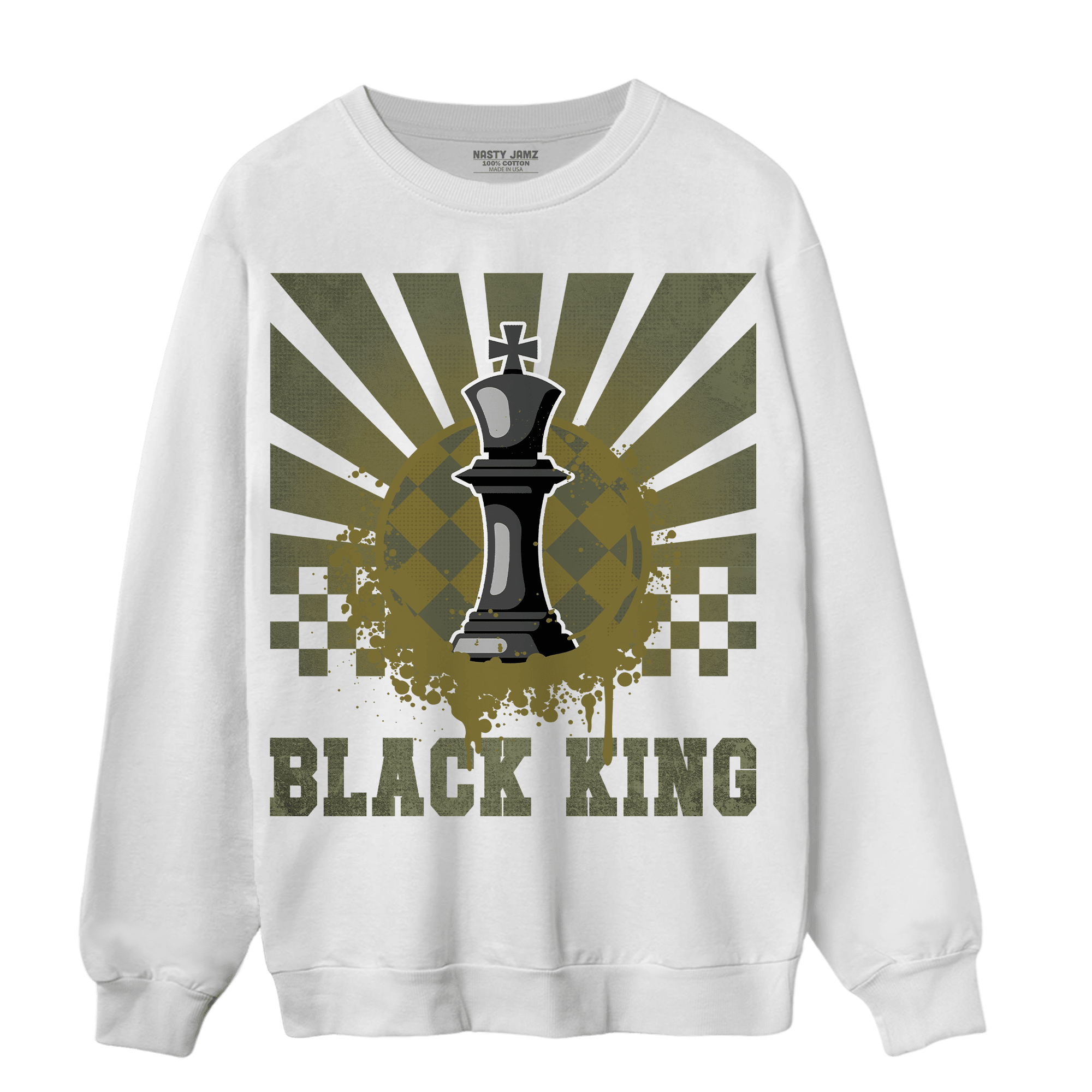 SE Craft Medium Olive 4s Sweatshirt Match Black King Collection - NastyJamz