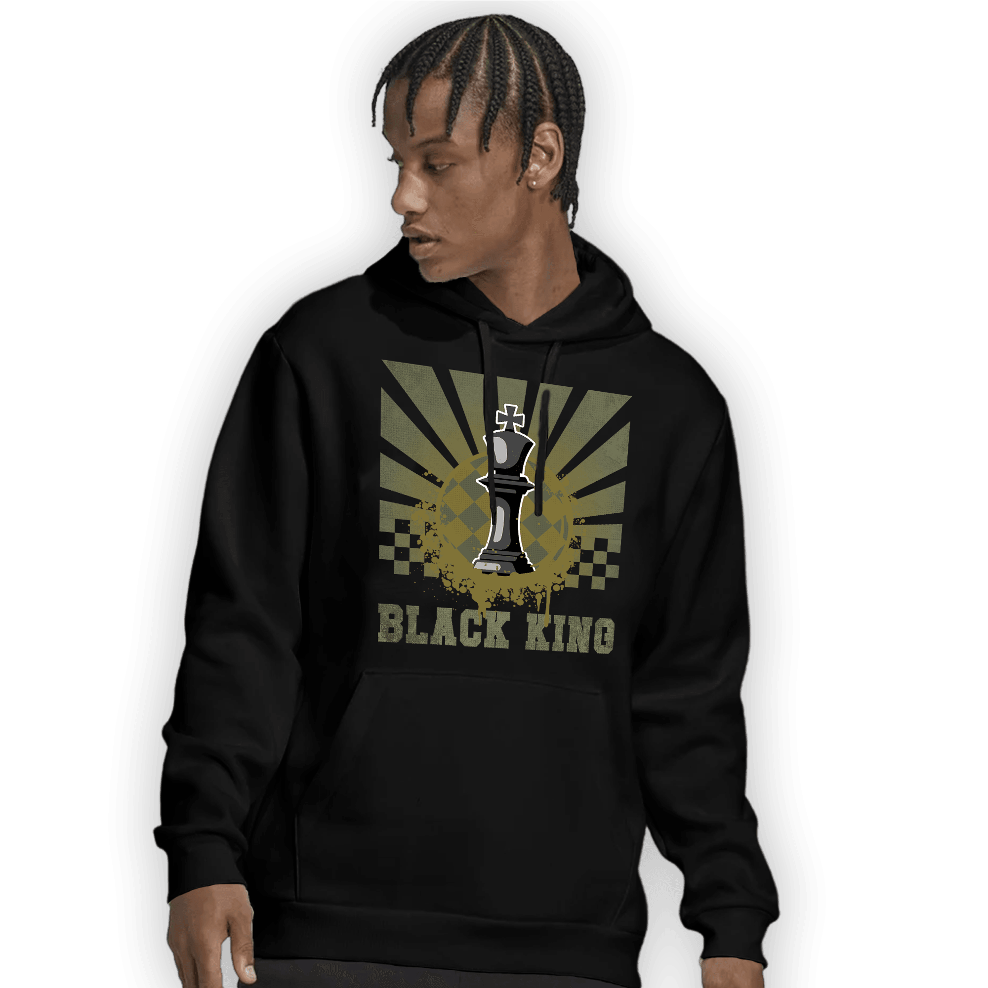 SE Craft Medium Olive 4s Hoodie Match Black King Collection - NastyJamz