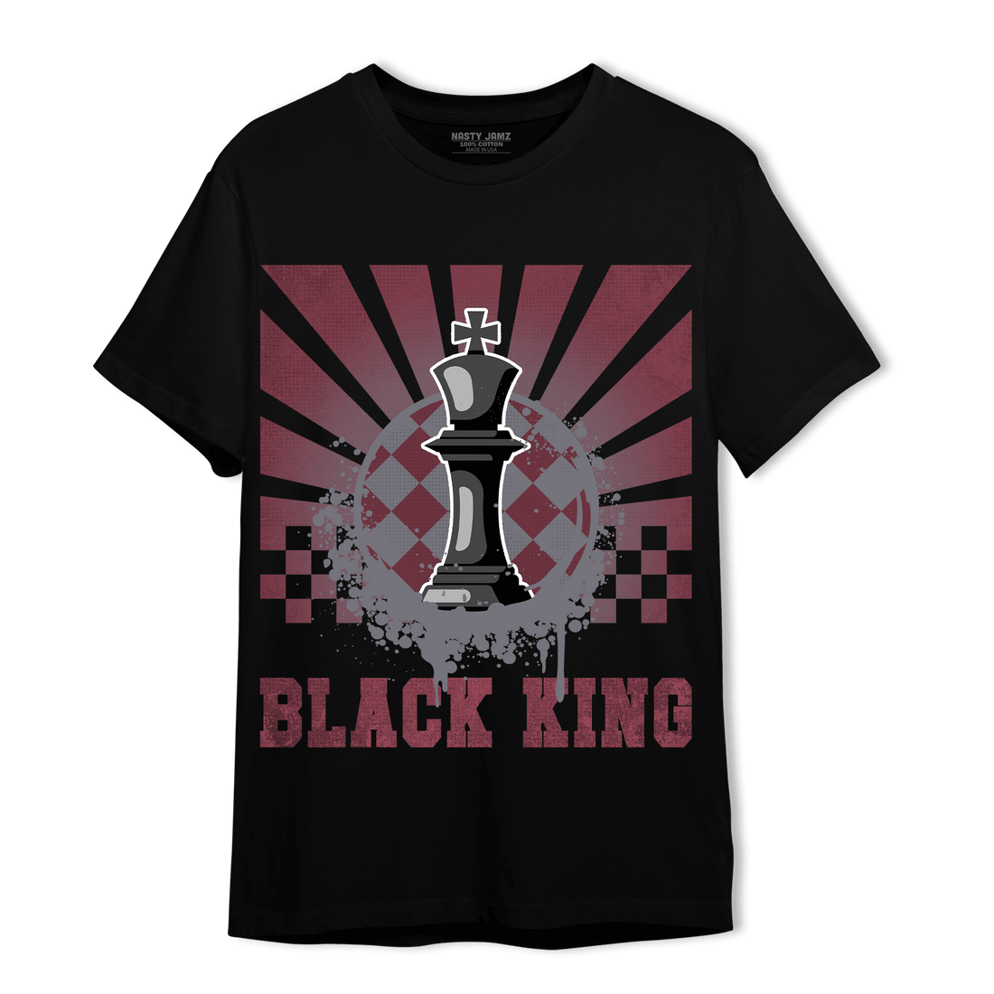Burgundy 5s T Shirt Match Black King Collection - NastyJamz