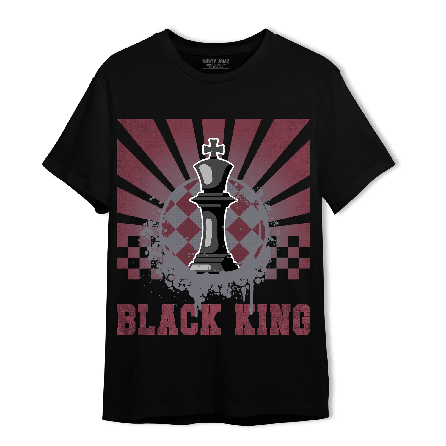 Burgundy 5s T Shirt Match Black King Collection - NastyJamz