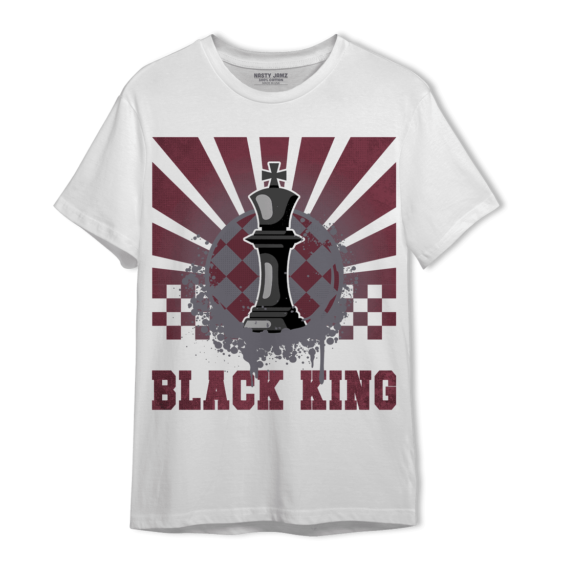 Burgundy 5s T Shirt Match Black King Collection - NastyJamz