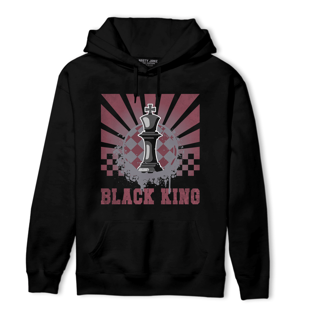 Burgundy 5s Hoodie Match Black King Collection - NastyJamz