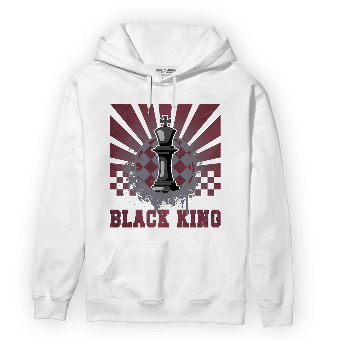 Burgundy 5s Hoodie Match Black King Collection - NastyJamz