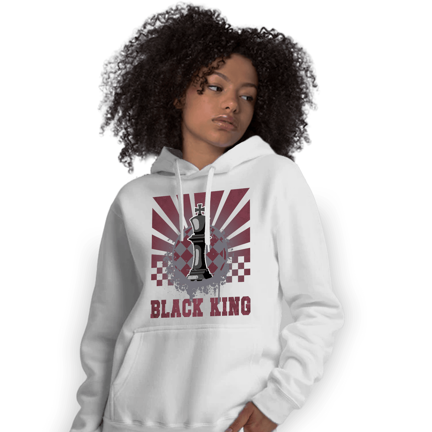 Burgundy 5s Hoodie Match Black King Collection - NastyJamz