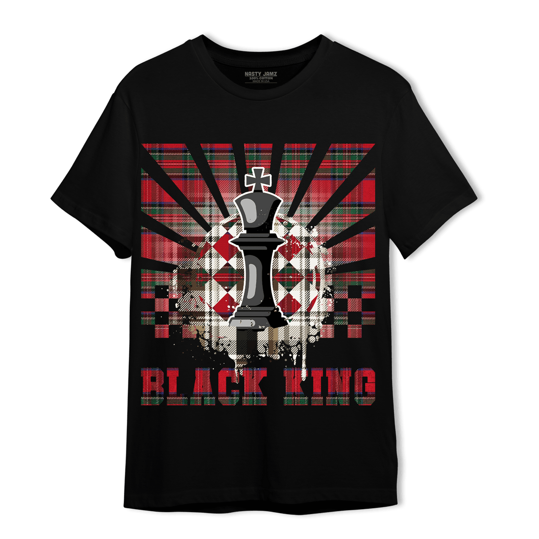 Plaid 5s T Shirt Match Black King Collection - NastyJamz