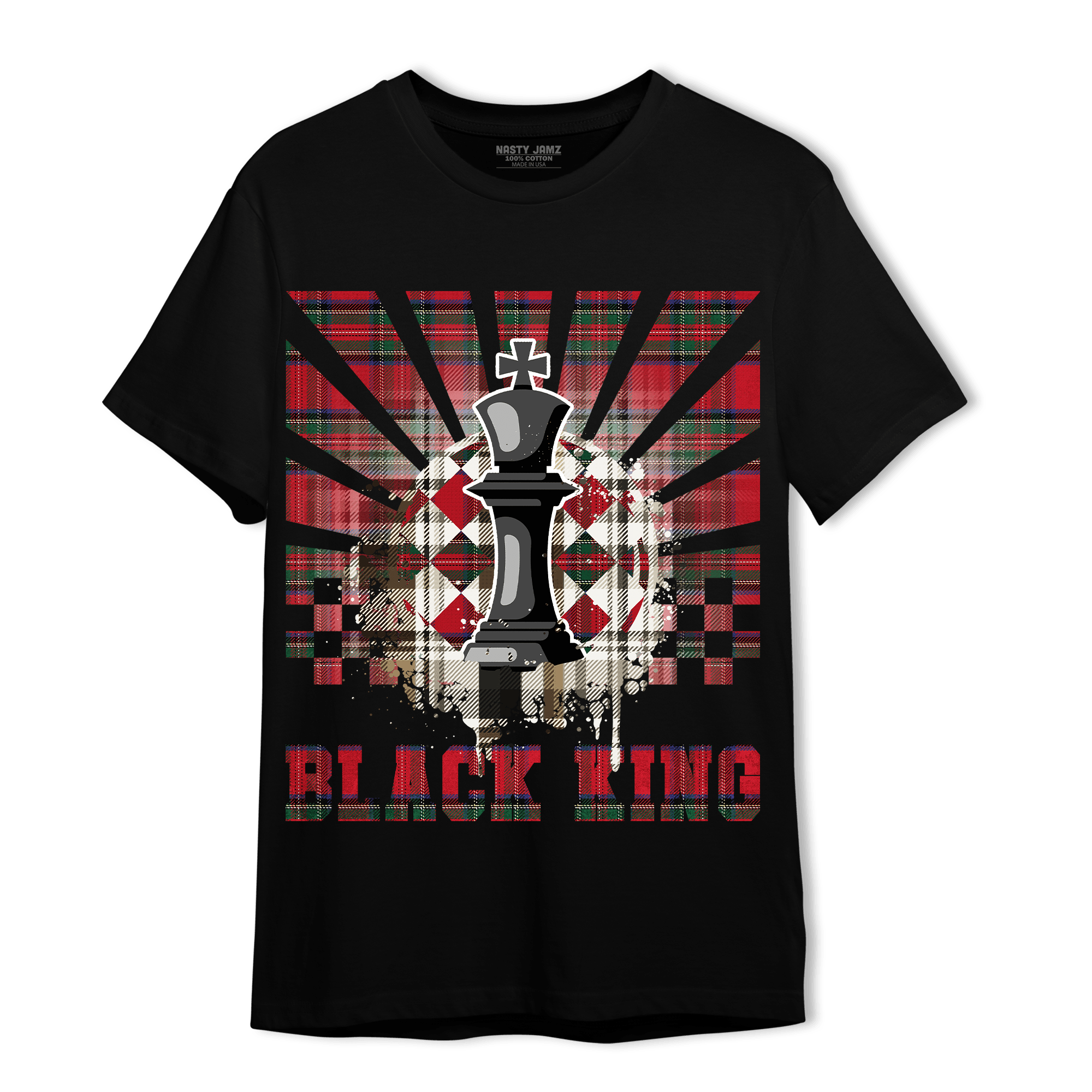 Plaid 5s T Shirt Match Black King Collection - NastyJamz