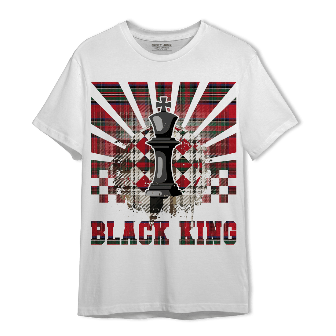 Plaid 5s T Shirt Match Black King Collection - NastyJamz