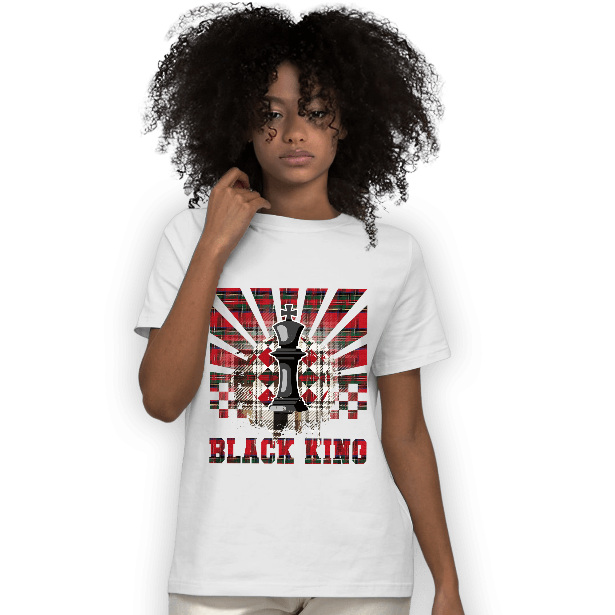 Plaid 5s T Shirt Match Black King Collection - NastyJamz