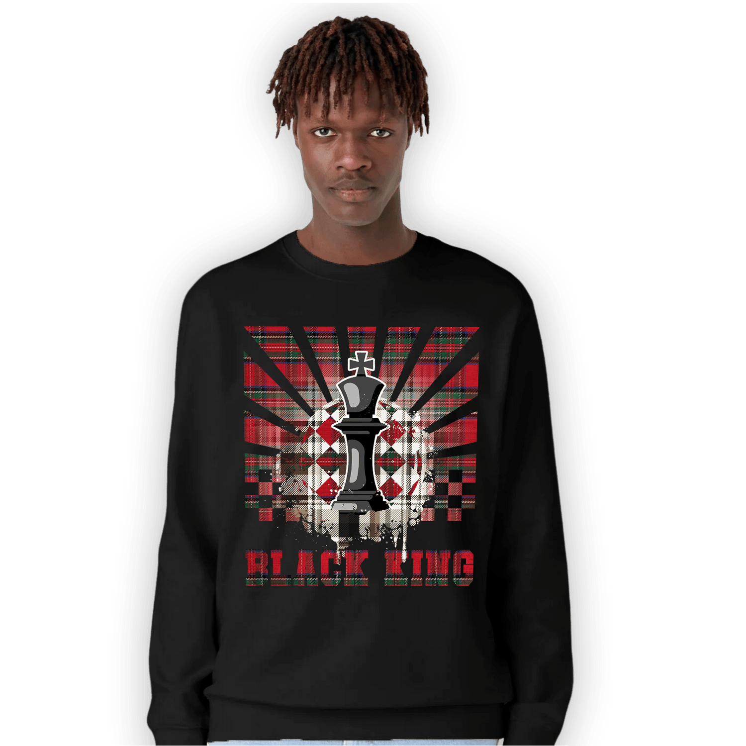 Plaid 5s Sweatshirt Match Black King Collection - NastyJamz