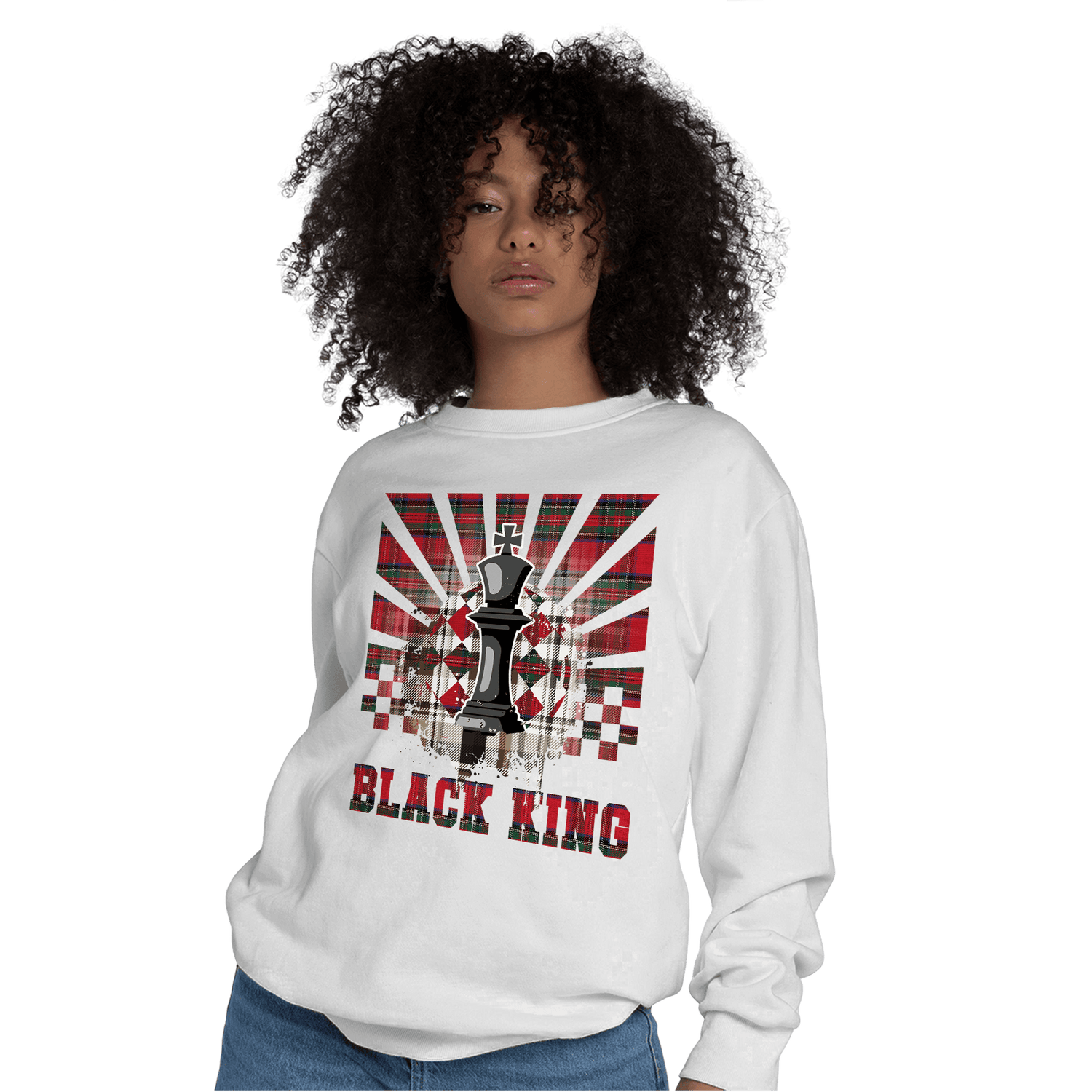 Plaid 5s Sweatshirt Match Black King Collection - NastyJamz